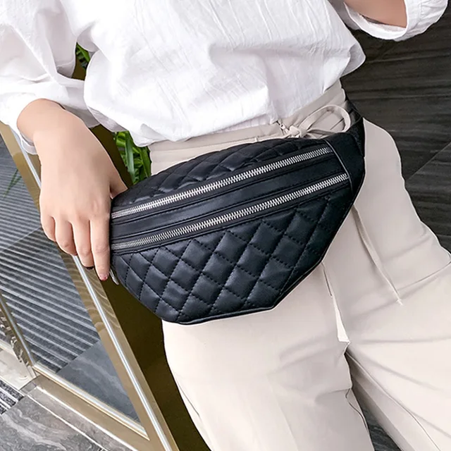 Women Waist Packs Wide Strap Crossbody Chest Bag Female Elegant Plaid PU  Leather Fanny Pack Ladies Stylish Fanny Pack 220621 From Sellerstore06,  $16.69