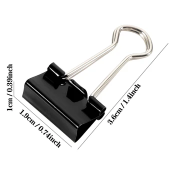 

40Pcs Metal Binder Clips Black Paper Clip 19mm Office School Supplies Binding Securing Clip Office Stationery