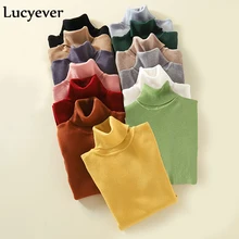 Lucyever, водолазка, Женский пуловер, свитер, весенний джемпер, вязаный базовый топ, модный, осенний, длинный рукав, Корейская женская одежда