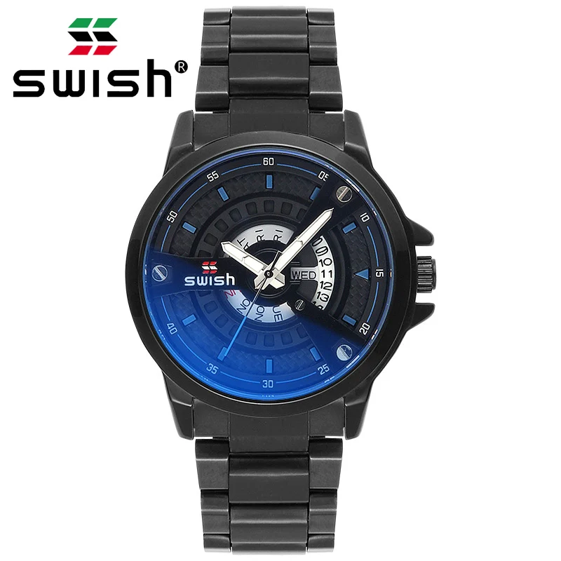 

SWISH 2019 Men Quartz Watch Automatic Date Watches Steel strip Fashion Luxury Design Man Clock Relogio Masculino