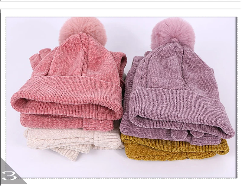 Pom Beanie кольцо для шляпы шарф и перчатки для сенсорного экрана набор для женщин Зимний теплый вязаный толстый Skullies Beanies с подкладкой наборы