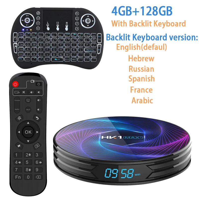 Transpeed Восьмиядерный Android 9,0 ТВ приставка RK3368 PRO 64 Гб 128 ГБ 4K Google Play Youtube Netflix высокопроизводительный процессор ТВ приставка - Цвет: 128G and keyboard