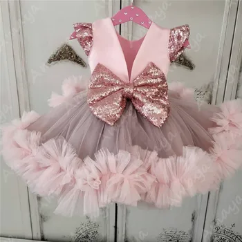 

Amaya Pink Baby Flower Girls Dresses for Wedding Knee Length Puffy Girls Toddler Infant Birthday Dresses Pageant Tutu Gowns
