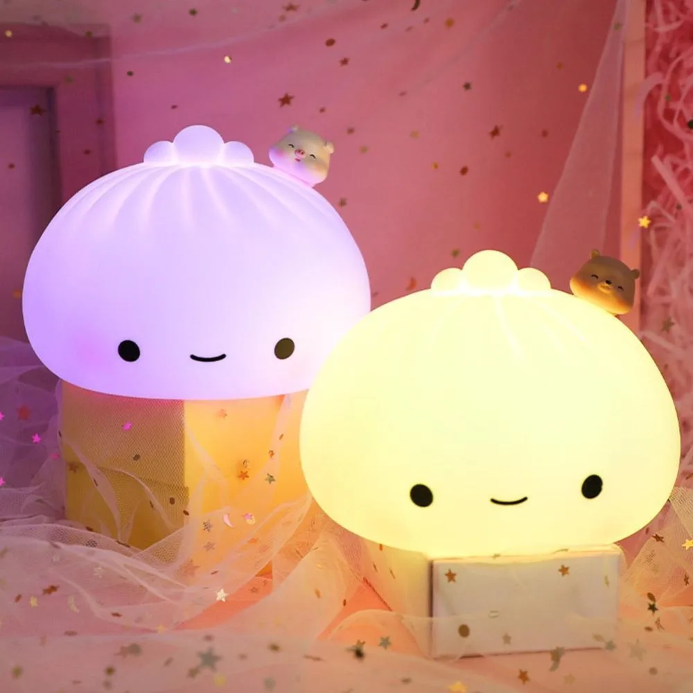 bright night light Cute Buns Pat Lights Colorful Soft Night Light Bedroom Holiday Home Decoration Christmas Children Adult Animation Holiday Gifts holiday nights of lights