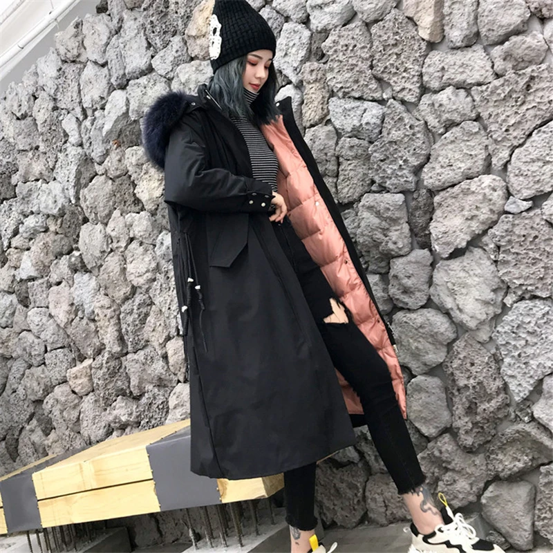 2020 Winter New goose Down jacket Women Long large fur collar Loose Thick Parka High quality Fashion tide Coat W247 | Женская одежда