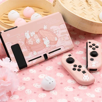 

Pink Bunny Protective Shell Split TPU Soft Cover Anti-fall NS Game Console Housing Case Box For Nintendo Switch Accessories