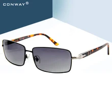 Conway Ретро Квадратные Солнцезащитные очки для мужчин и женщин 70 s солнцезащитные очки угловая Легкая металлическая оправа тонкие ацетатные дужки итальянский стиль