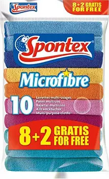 

Spontex Microfibre Multi-Purpose Cloths 8 + 2 Free - Colourful, Pack of 10