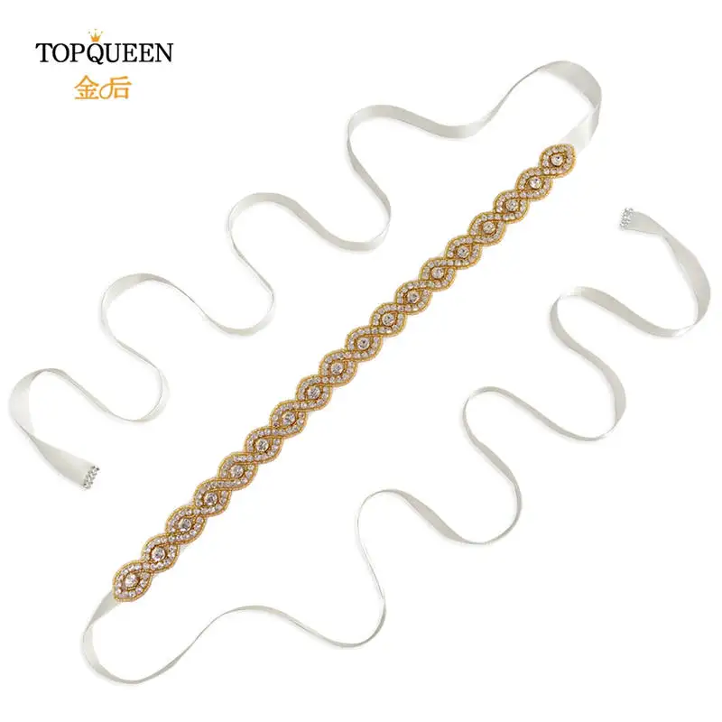 off-white TOPQUEEN S28-G пояс ручной работы с золотыми бусинами Стразы с золотыми бриллиантами свадебный пояс для свадебного платья свадебные украшения Быстрая - Цвет: off-white