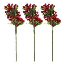 3 шт. искусственные ягоды поддельные мини Холли цветок ягоды, фрукты ягоды рождественские украшения для фестиваля украшения вечерние