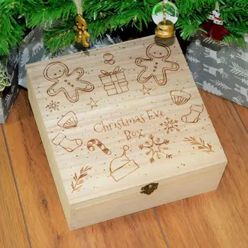 

2020 New Christmas Eve Box wooden engraving gift Xmas Childrens gift Christmas Wreath snowflake Home Decorations