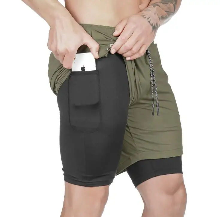 Новинка, спортивные мужские шорты, летние, быстросохнущие, сетчатые, для бокса, фитнеса, поддельные, две части, пять штанов