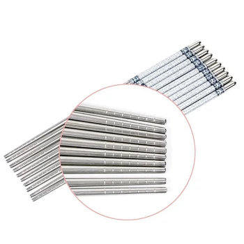 

New 5 Pairs of Blue and White Porcelain Pattern Stainless Steel Non-slip Chinese Chopsticks Tableware Set