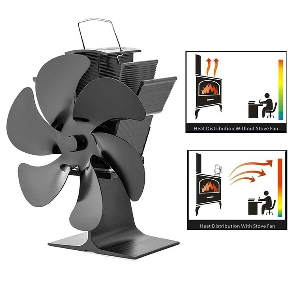 Ventiladores de para chimenea madera, estufa de calor con ventilador de 6 aspas, quemador de madera, ecológico, silencioso, con distribución del calor|Estufas| -