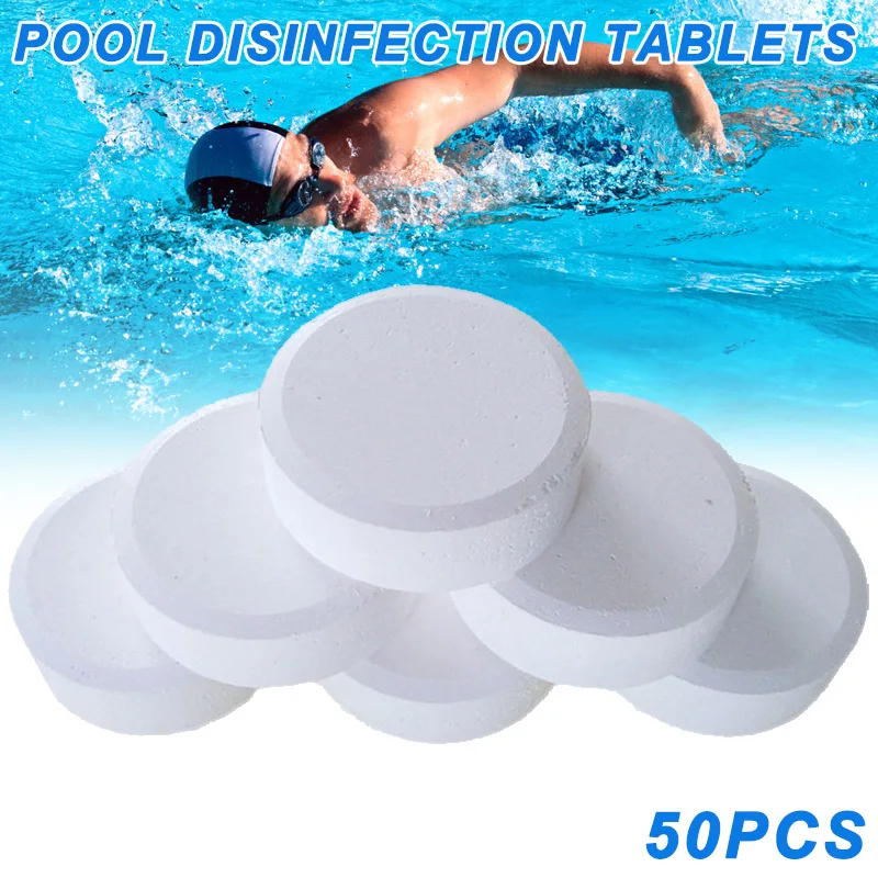 50Pcs 2g Chlorine Tablets Cleaning Agent Multifunction Instant Disinfection Cleaner For Home Swimming Pool Spa Hot Tub Supplies pool cleaning tablets
