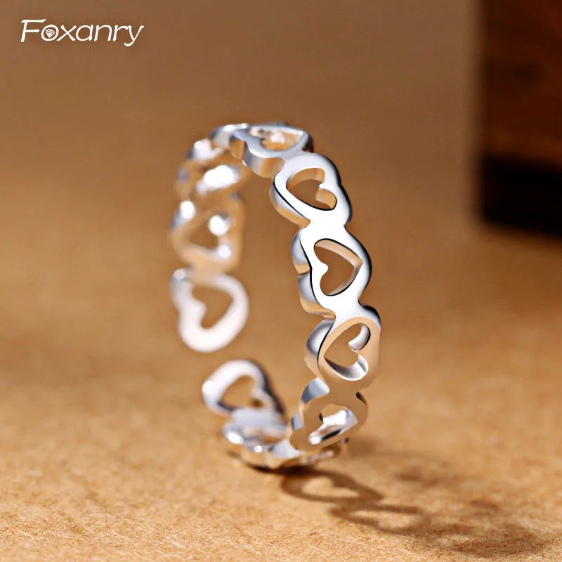 Stamp Creative Simple Heart Rings for Women Couples Korean Fashion Party Jewelry Adjustable