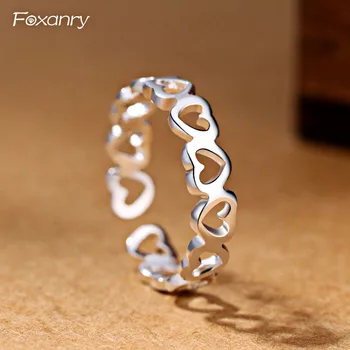 Stamp Creative Simple Heart Rings for Women Couples Korean Fashion Party Jewelry Adjustable