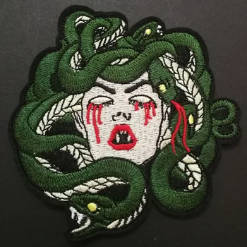 

10pcs/lot Medusa Patches of Embroidered Applique for Clothing snake Patch badges of shoes bags T shirt badges patch stickers