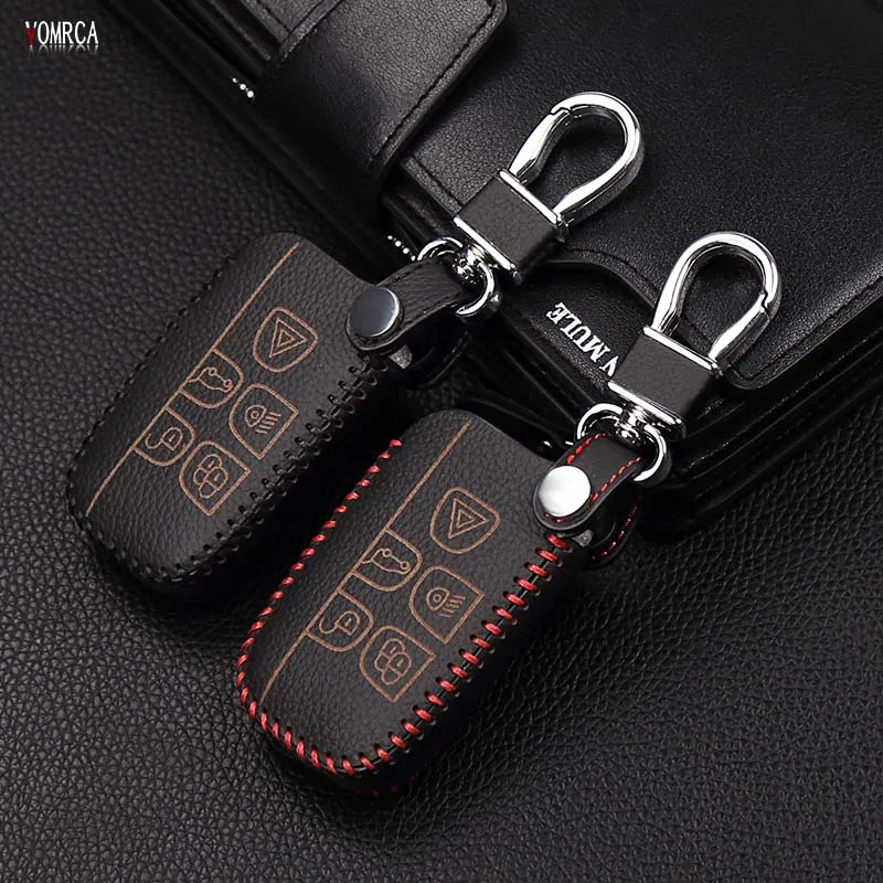 

High-end hand-sewn leather car key case for Land Rover RANGE ROVER SPORT Evoque Freelander 2 found 4 buttons Key Shell