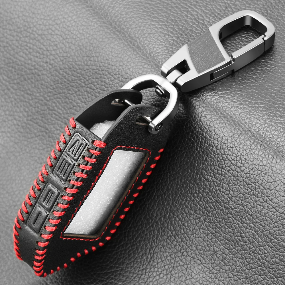 Llavero LCD de 2 vías 100% remoto Funda de cuero para sistema de alarma para coche Sher-khan Mobicar A Mobicar B protección para llaves Shell