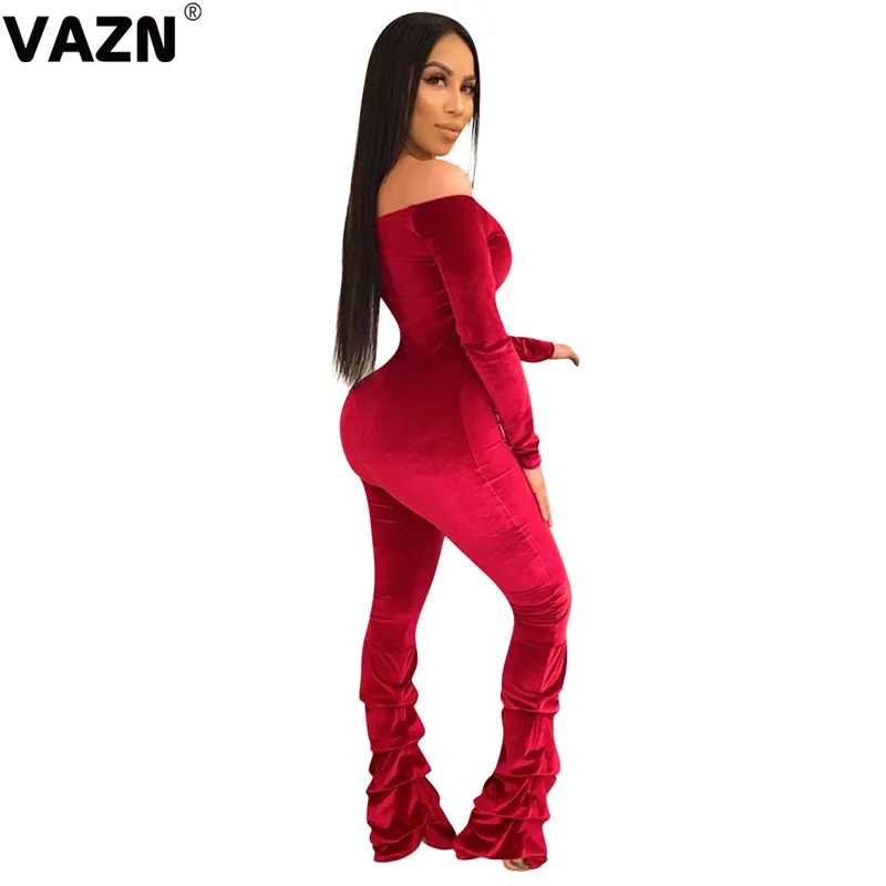 VAZN, хит, замшевые, открытые, сексуальные, для ночного клуба, модные, одноцветные, с вырезом лодочкой, длинный рукав, эластичные, для женщин, с высокой талией, узкие комбинезоны