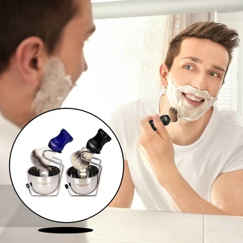 

Blue ZOO Shaving Kit Set for Men's Wet Shaving Brush Holder Stand Bracket Rack Soap Bowl Mug Hair Removal Beard Brush Portable