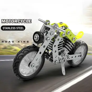

DIY Stainless Steel Motorcycle Alloy Assembled Building Blocks Educational Toys