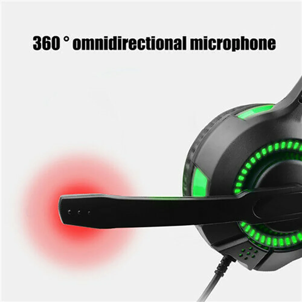 Magic Ribbon Light Wired Headset Subwoofer Headset RGB Dual USB 3 5mm Headphones 1 Microphone Rod 1 Ear Cap 2 Pairs Black