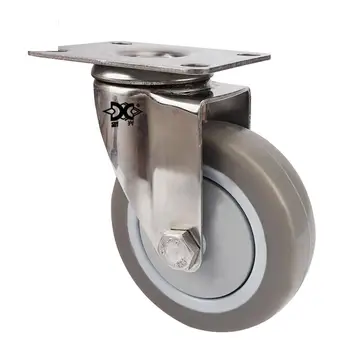 

Light 4-inch Pvc Gray Rubber Single Bearing Caster Universal Wheel Mute Flexible Logistics Trolley Cloth