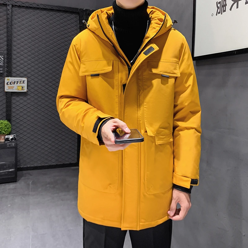 Men's Trend Midlength Down Jacket Winter Warm Fashion Slim Jacket