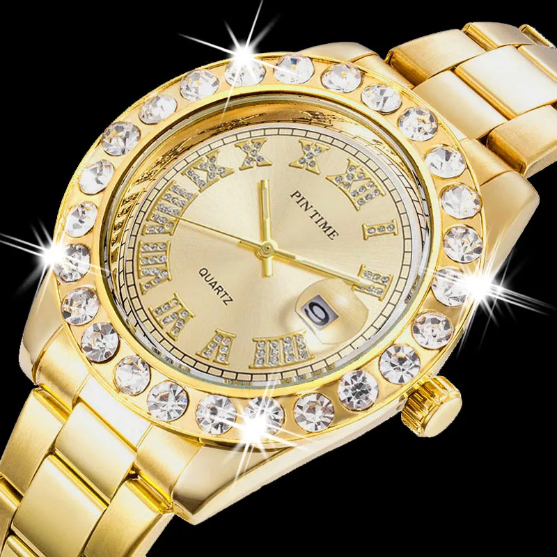 10 Мужские часы s Топ бренд класса люкс Iced Out Bling AAA часы золотые бриллиантовые часы для мужчин водонепроницаемые хип-хоп Reloj Hombre - Цвет: 10