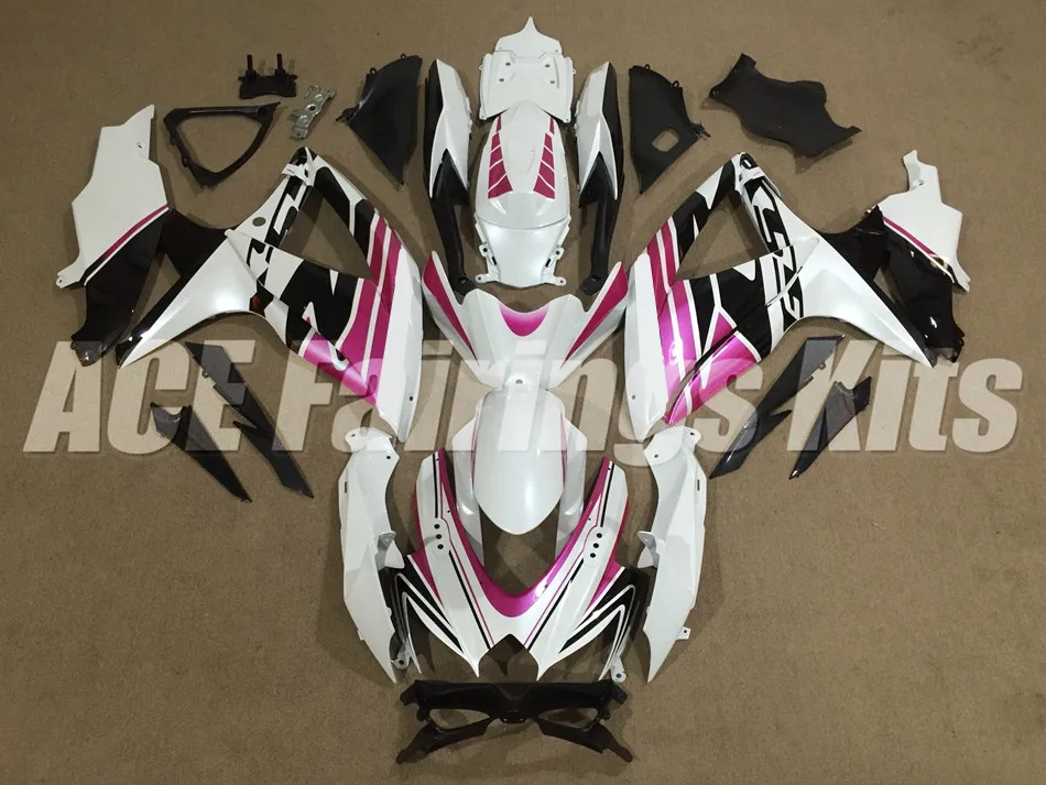 Инжекционного метода литья) ABS комплект обтекателей для Suzuki GSXR600 GSXR750 600 750 08 09 10 K8 2008 2009 2010 обтекатель комплект розового и белого цвета