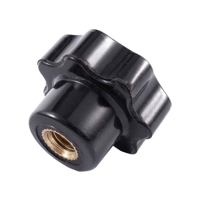 M6 x 25mm Female Thread Plastic Star Head Clamping Knob Jig Black 8pcs