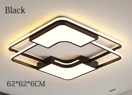 Black 62CM Современная светодиодная люстра с дистанционным управлением, акриловая алюминиевая Люстра для гостиной, столовой, спальни, домашняя люстра, потолочные светильники - Цвет абажура: Black 62CM