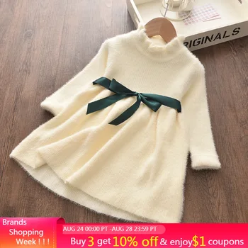 

Menoea Girls Winter Dress 2020 Children Long Sleeve Party Costumes Girl Sweet Party Outfits Ribbons Sashes Princess Dresses