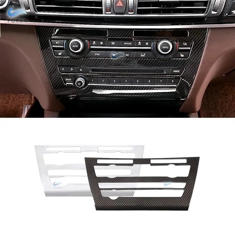 

Для BMW X5 X6 F15 F16 автомобиль углеродное волокно текстура интерьер центр управления панель кондиционера объем рамка для переключателей, крышка, накладка
