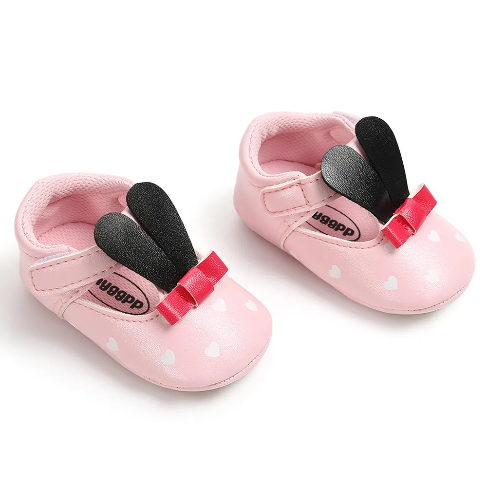 Новинка года; Брендовая детская обувь из искусственной кожи для девочек; нескользящая Дизайнерская обувь с заячьими ушками; модная обувь для малышей; обувь для малышей