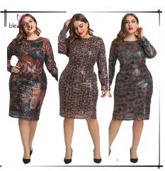 Платье-Карандаш размера плюс 4XL 5XL из прозрачной сетки с пайетками, женское Клубное платье с круглым вырезом и длинным рукавом, элегантные прозрачные мини-платья Vestidos