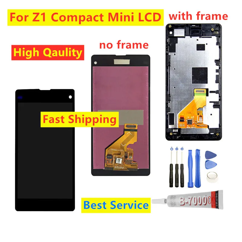 

4.3" For Sony Z1 Compact Mini D5503 M51w z1mini LCD Display Touch Screen Digitizer Assembly With Frame For Sony Z1 Mini LCD