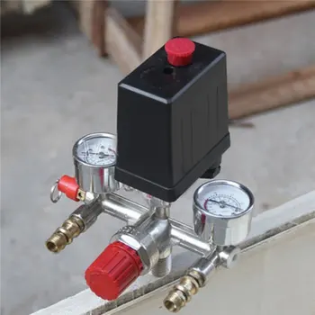 

40343 Adjustable Pressure Switch Air Compressor Switch Pressure Regulating with 2 Press Gauges Valve Control Set