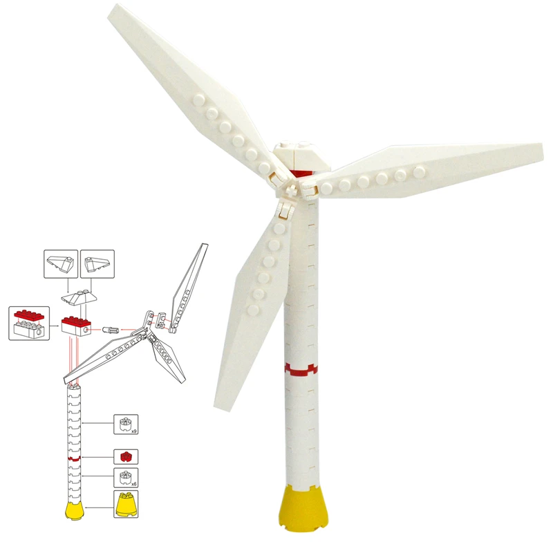 2pcs Mini Windmill Building blocks City Creative wind power generation Model DIY self-locking Brick Farm Wind energy Accessories | Игрушки и