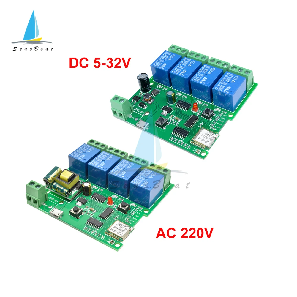 4 Channel  AC 220V/DC 5-32V WiFi Wireless Delay Relay Switch Remote Control APP 