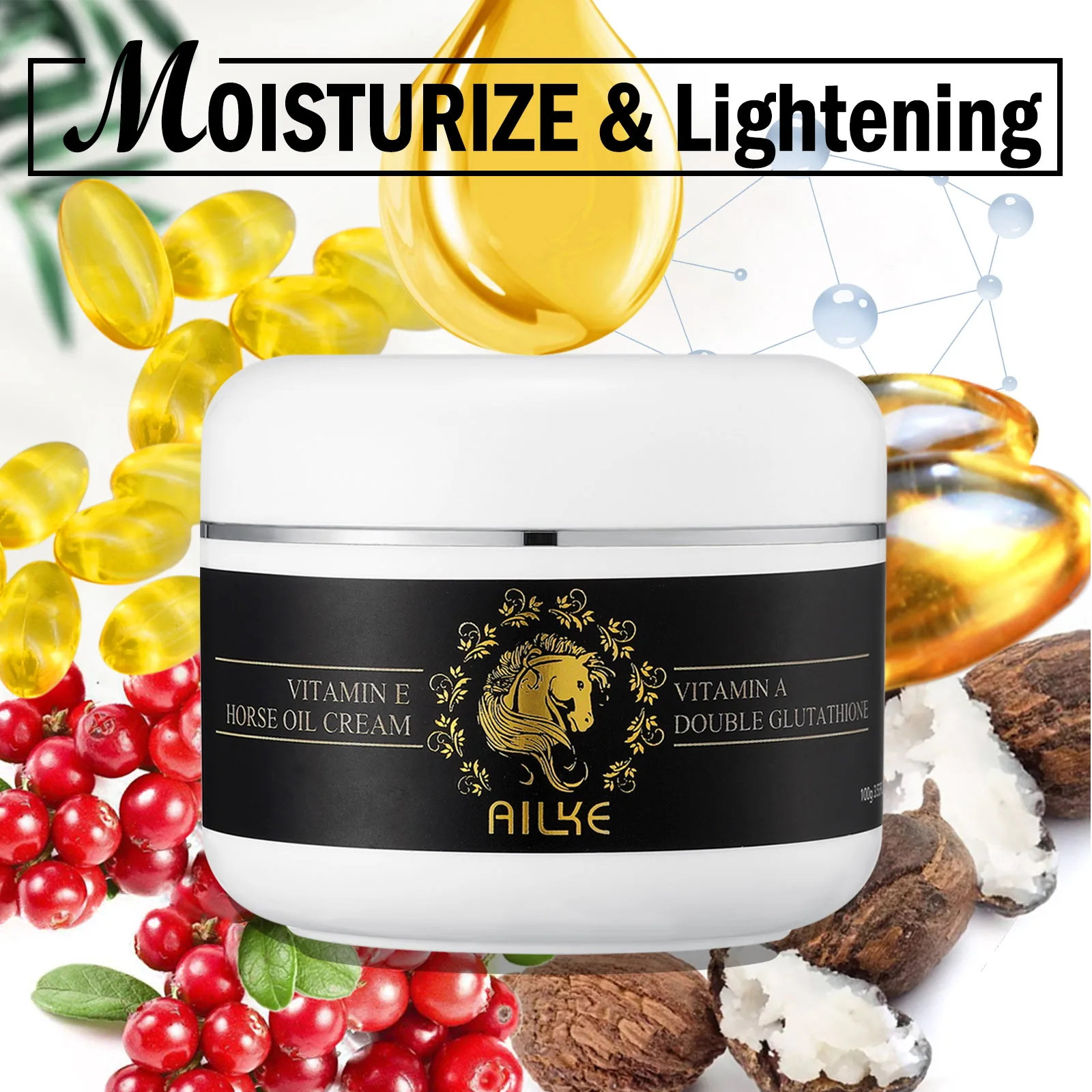 AILKE Collagen Lightening Kit, Cleansing, Moisturizer, Hydration, Dark Spots Removal Cream, Whitening, Brightening Body Lotion