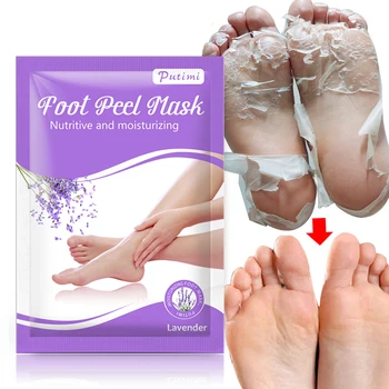 

PUTIMI 4packs Lavender Whitening Foot Mask Exfoliating Smooth Dead Skin Remover Foot Mask for Legs Pedicure Socks Foot Patch