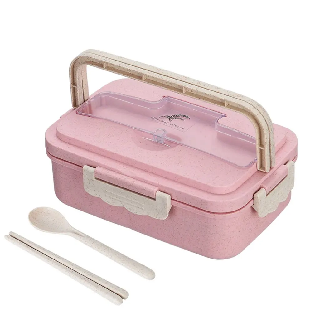 

1000ML Microwave Lunch Box 3 Layer Wheat Straw Dinnerware Food Storage Container Portable Bento Box Foodbox