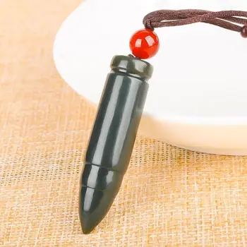 

Certificate Natural Hetian Jade Bullet Pendant Necklace Charm Jewellery Fashion Accessories Hand-Carved Man Woman Amulet Gift
