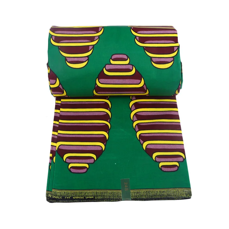 

New Fashion Design African Real Dutch Wax Green Printed Fabric 100% Polyester African Veritable Real Wax Print Fabric