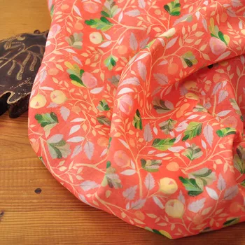 

High quality natural pure ramie tissu Orange garden printing sewing High end dress cheongsam fabric