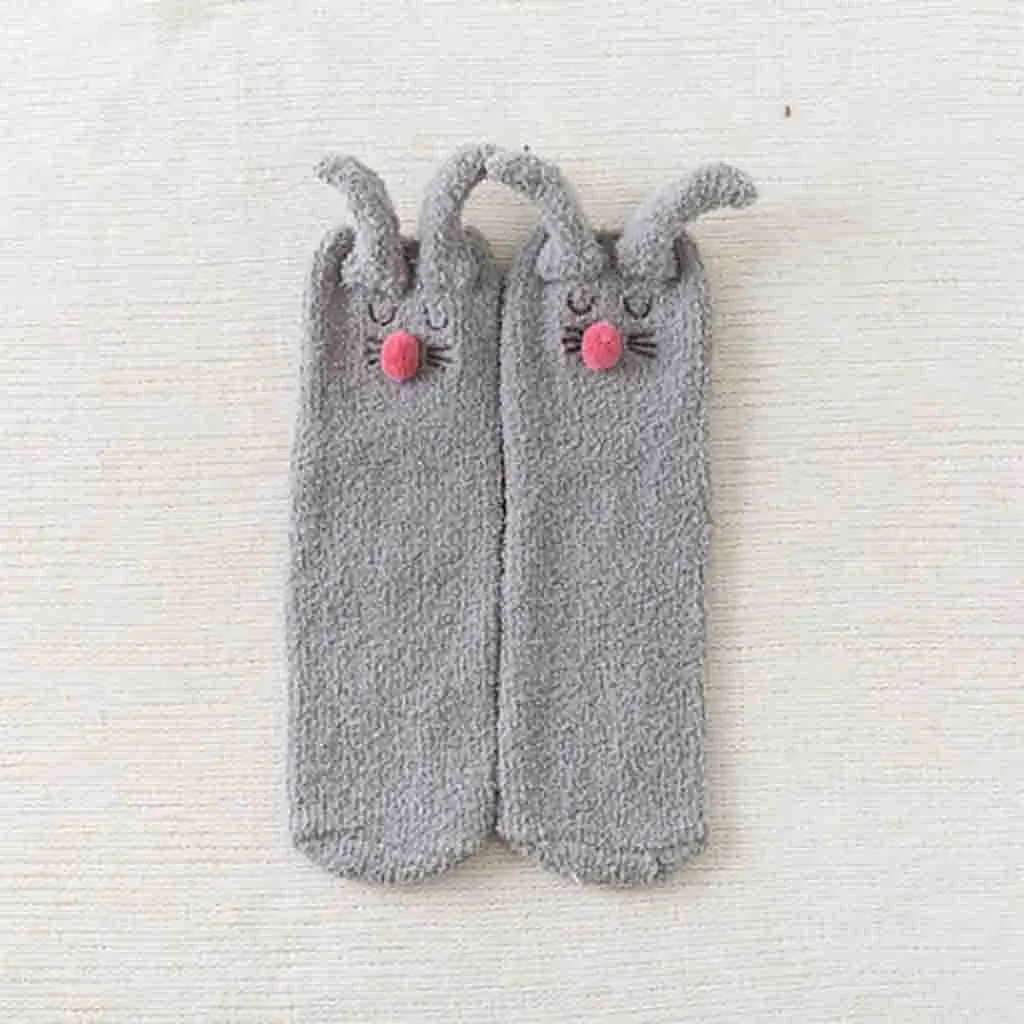 Comfortable cotton Women Ankle Socks Women Fashion Warm Home Women Girl Soft Bed Floor Rabbit Ears Floor Sleeping Mid Stocks
