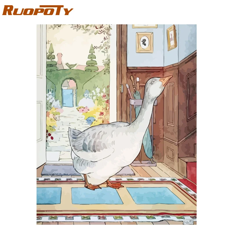 Ruopoty рамка Diy Краска ing по номерам Бабочка Животные Современная Настенная живопись холст Рисование акриловая краска по номерам для домашний декор - Цвет: 190820-40